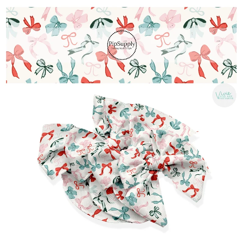 Holiday Coquette Cream Hair Bow Strips