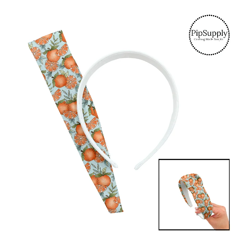 Oranges On Baby Blue DIY Knotted Headband Kit