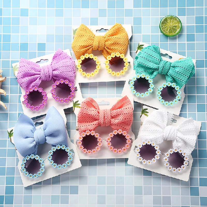 Wholesale Kids Sunglasses Hollow Fabric Headband Set