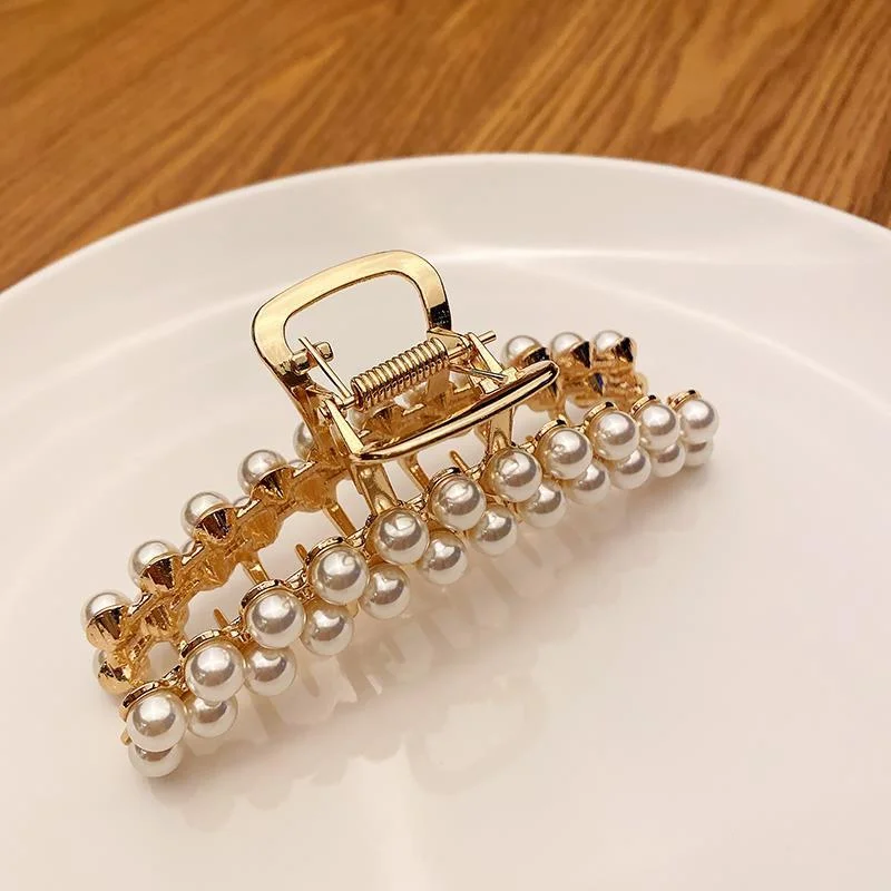 Double Layer Pearl Diamond Hair Clip