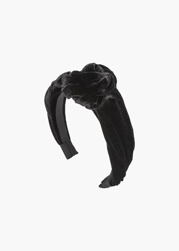 Amina Headband in Velvet -- Black