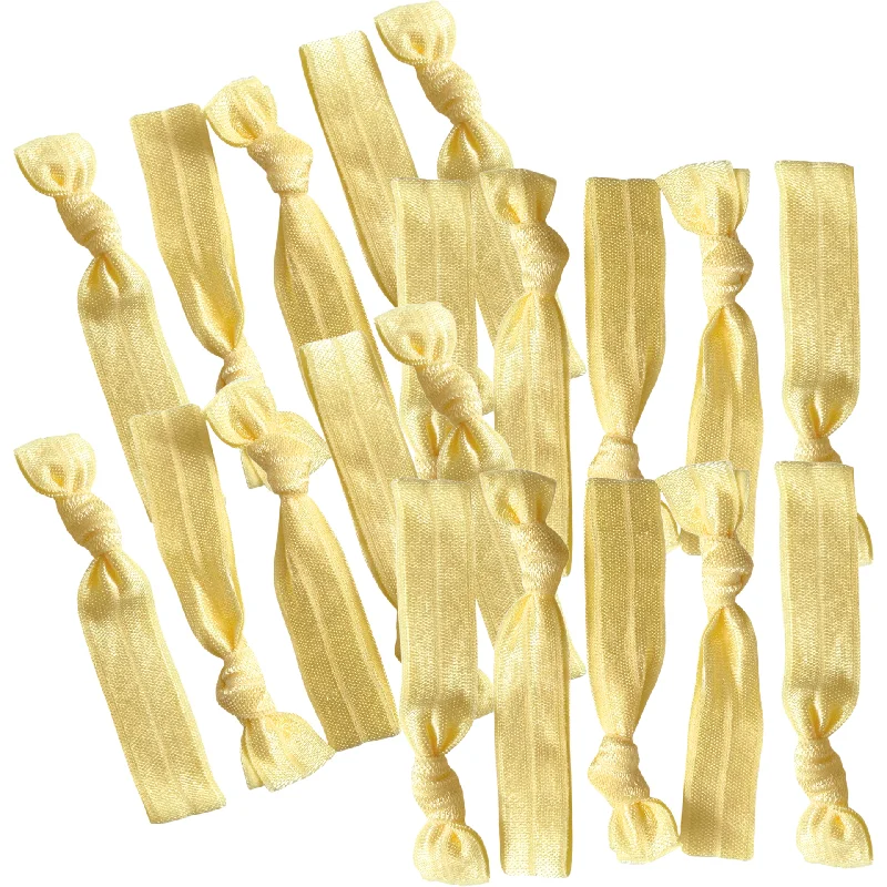 Light Yellow Ribbon Hair Ties - 20 Pack