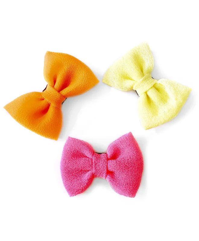 Mini Chiffon Bow Alligator Clip Set - Orange, Pink & Yellow