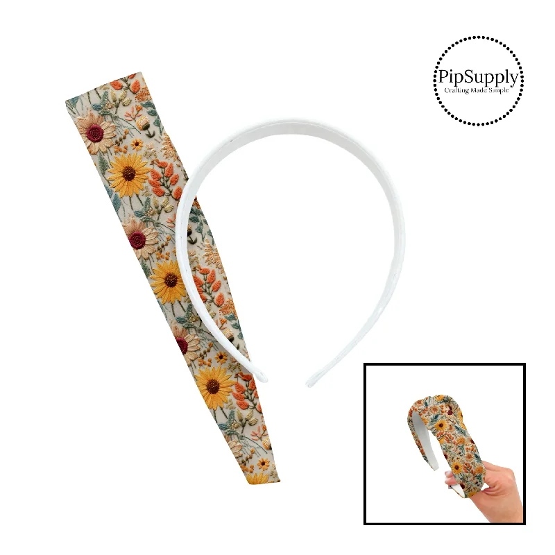 Multi Flowers Embroidered DIY Knotted Headband Kit