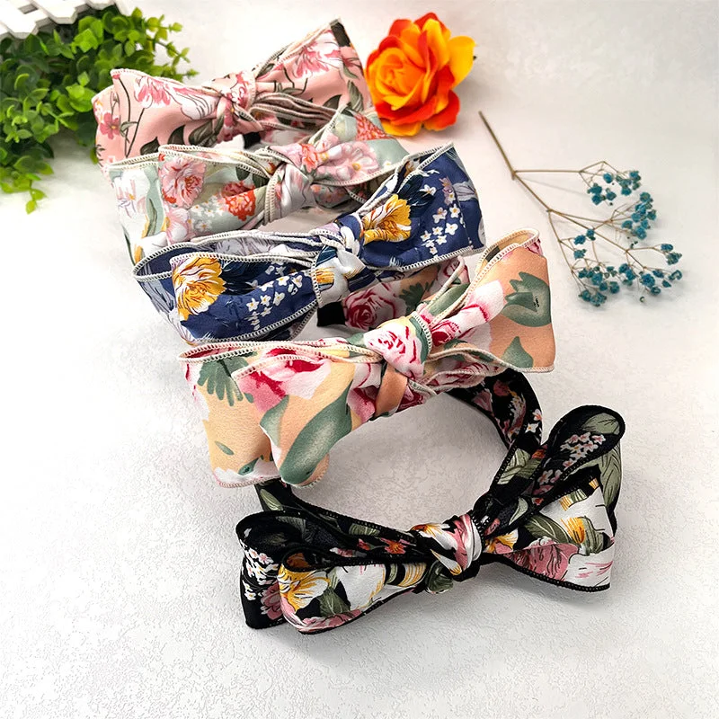 Wholesale Bow Large Flower Polyester Fabric Headband