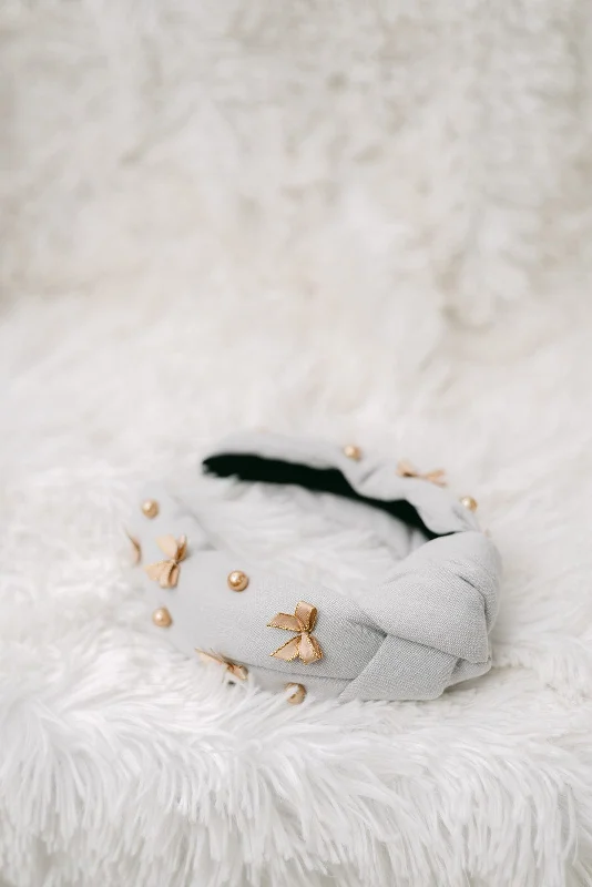 Grey Mini Bow Headband