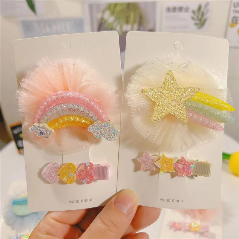 Wholesale Glitter Two-Piece Hair Cards for Girls