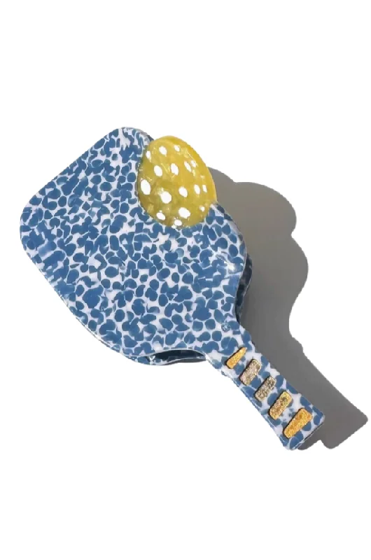 Hand-Painted Blue Pickleball Claw Clip