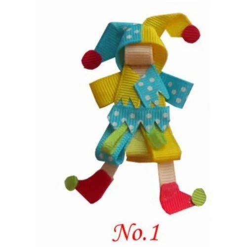 Wholesale of 10pcs Circus Clown Fabric Children's Hair Clips