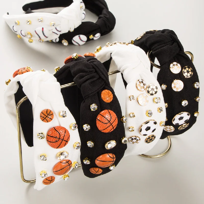 Wholesale Sports Style Basketball Football Baseball Fabric Diamond Headband