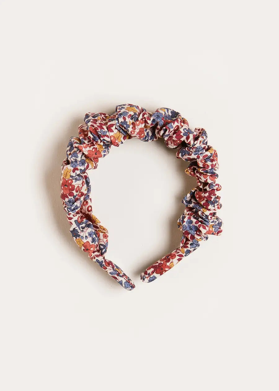 Beatrice Floral Scrunchie in Navy