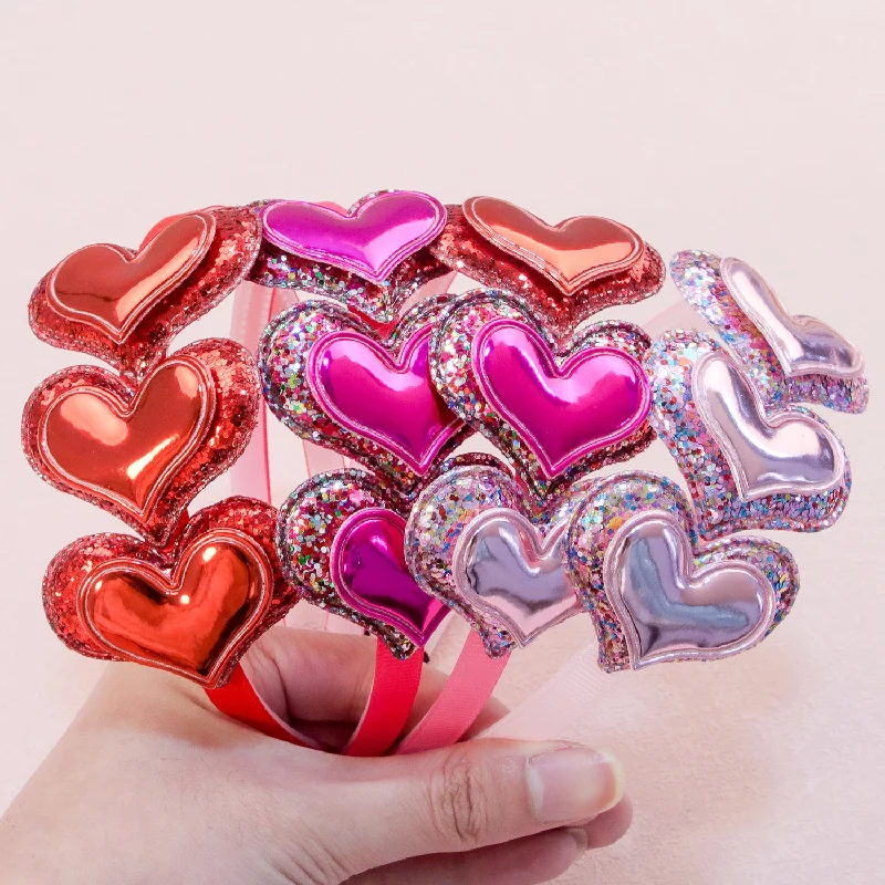 Wholesale Valentine's Day Double Layered Love Plastic Hair Hoops