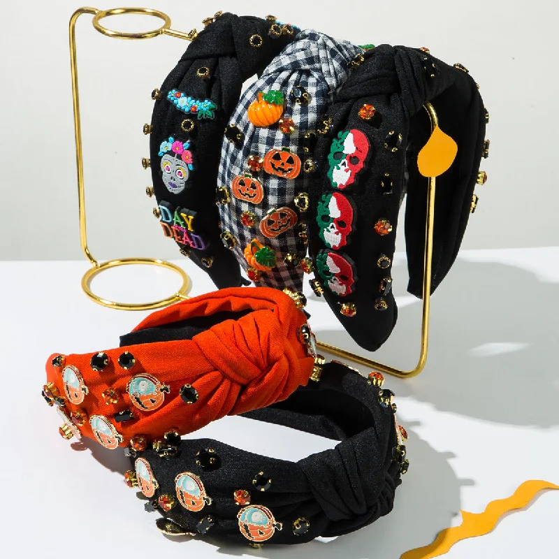 Wholesale New Halloween Beaded Pumpkin Skull Devil Letter Accessories Trendy Holiday Hair Accessories