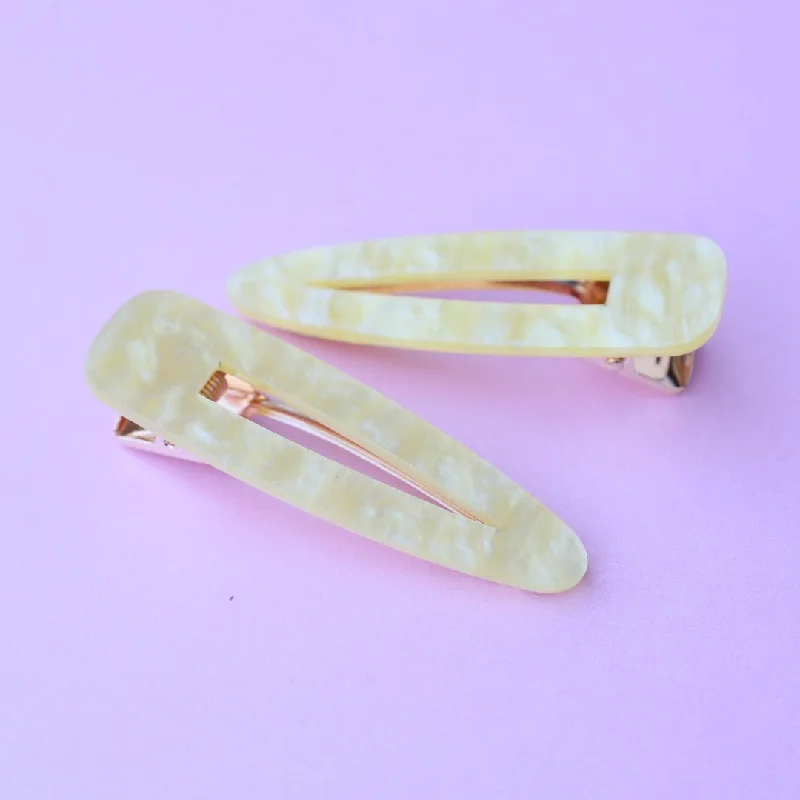 Yellow Teardrop Alligator Hair Clips - Set of 2