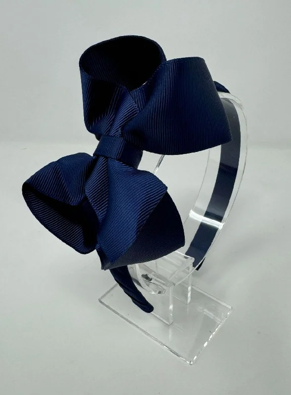 4.5 Inch Bow Alice Band - Navy