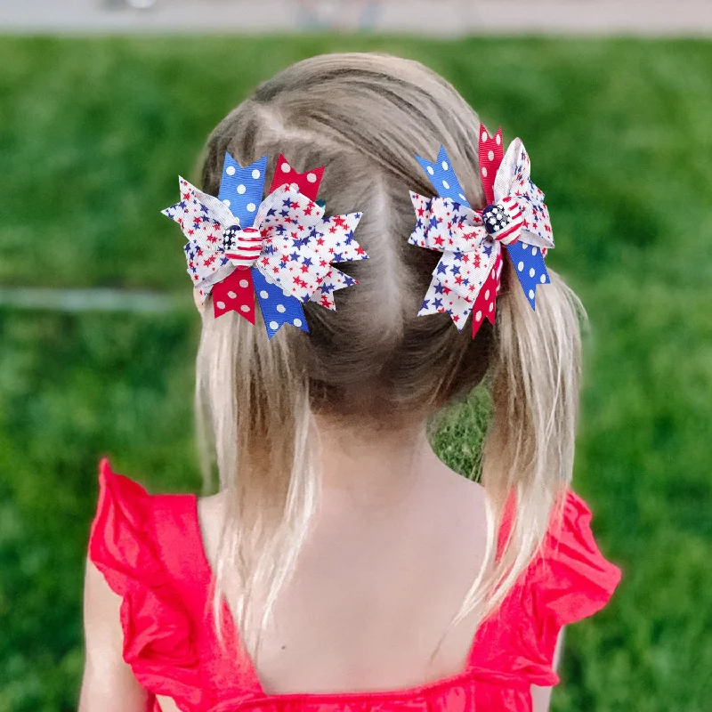 Wholesale Thread Ribbon Independence Day Bow Hair Clips