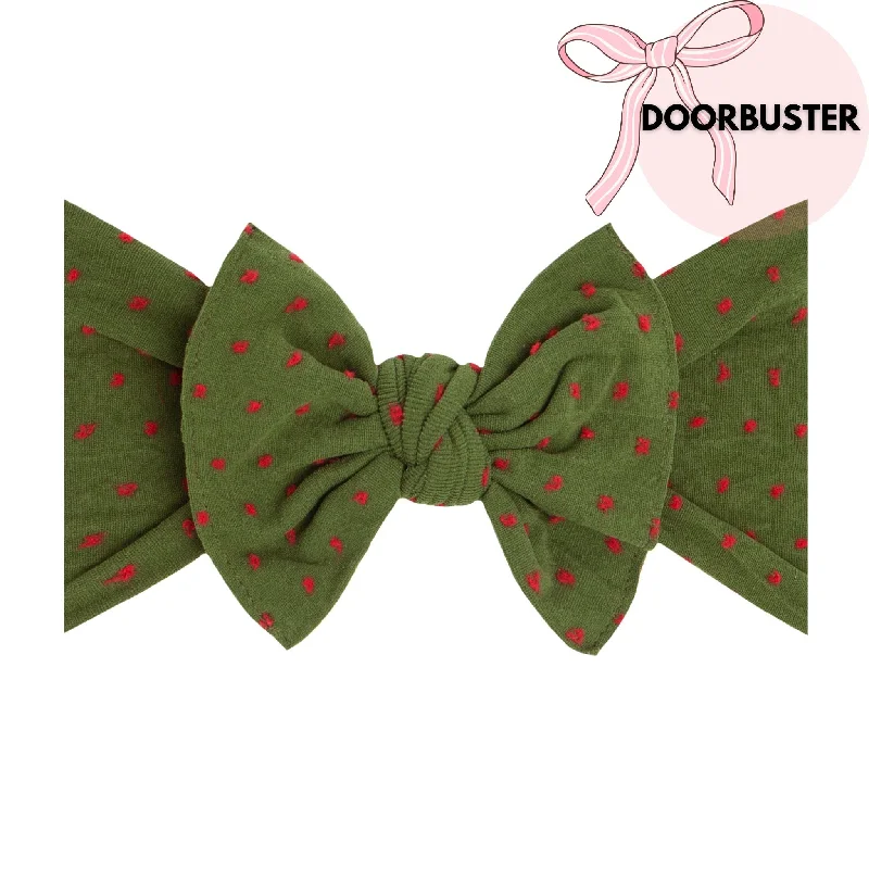 PATTERNED SHABBY KNOT: hunter green / red dot