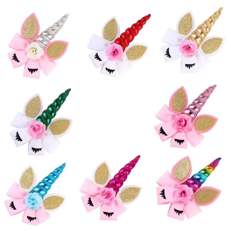 Wholesale Halloween Party Unicorn Children's Fabric Hair Clips