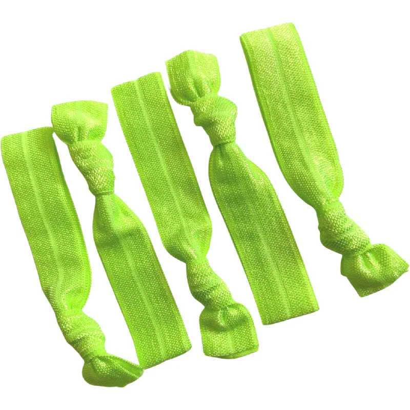 Neon Green Ribbon Hair Ties - 5 Pack