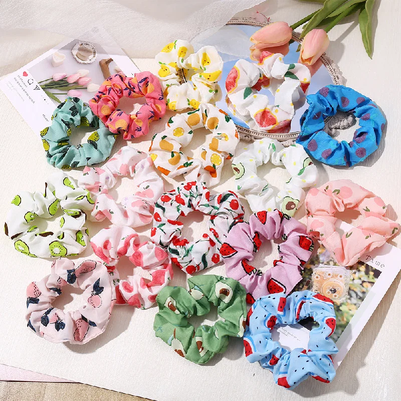 Wholesale Fruit Pattern Fabric Hair Scrunchies