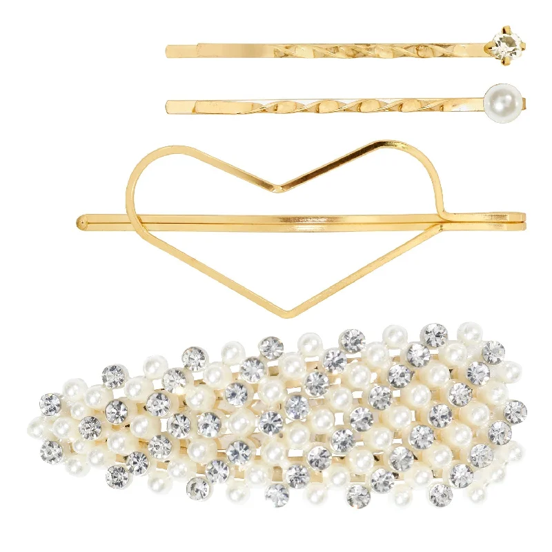 Pastel Collection Pearl & Sparkly Hair Pins 4pcs