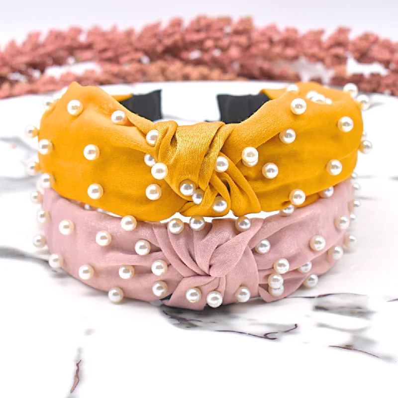 Suede pearl headband (comes in pink and yellow)