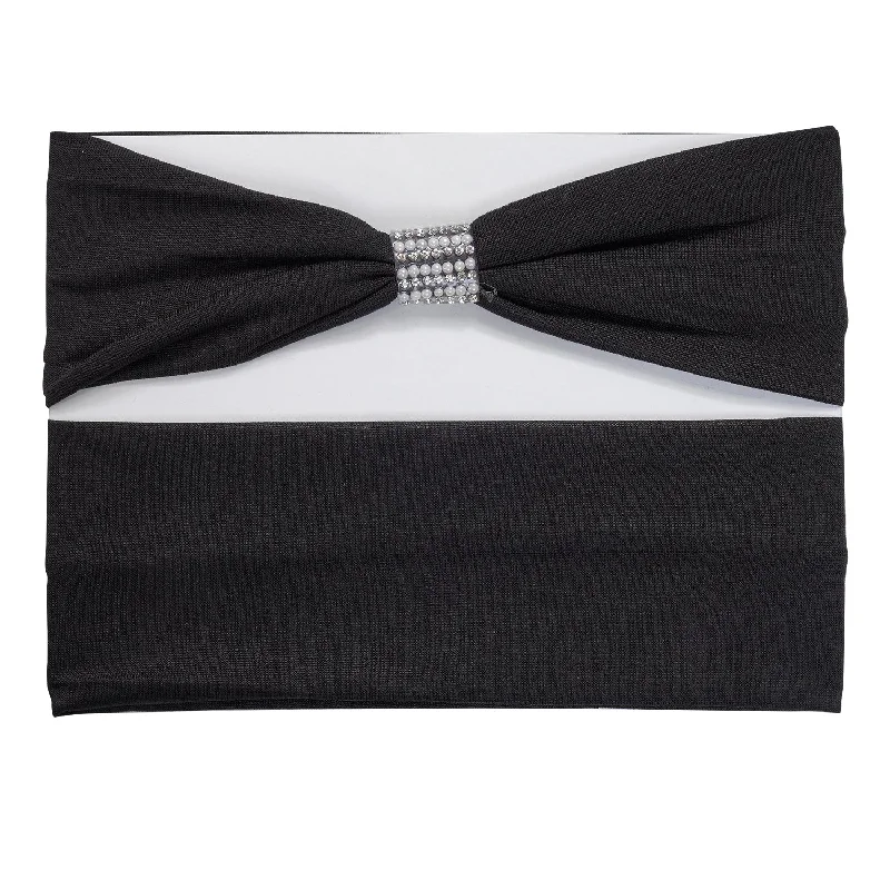 Pastel Collection Ribbon Wrap Headband Black 2pcs