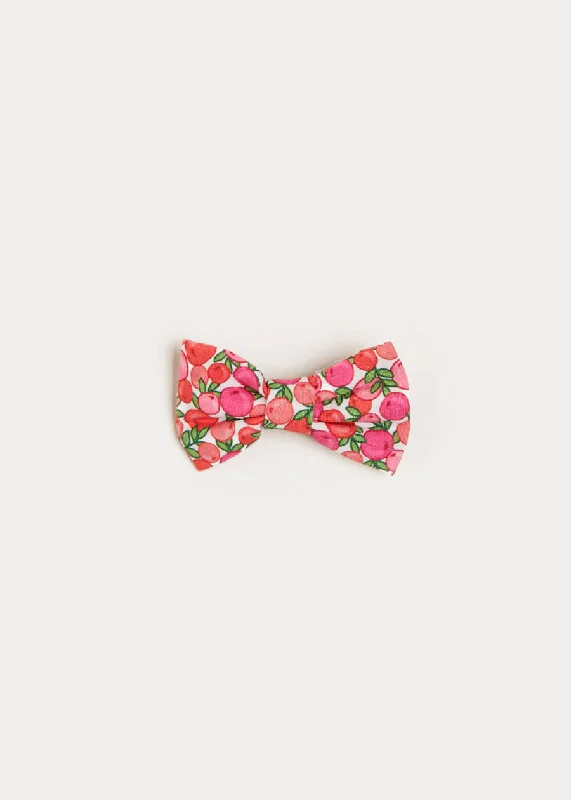 Annie Floral Print Small Bow Clip in Pink