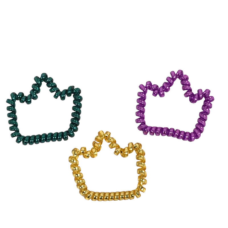 Purple, Green and Gold Crown Hair Tie (Dozen)