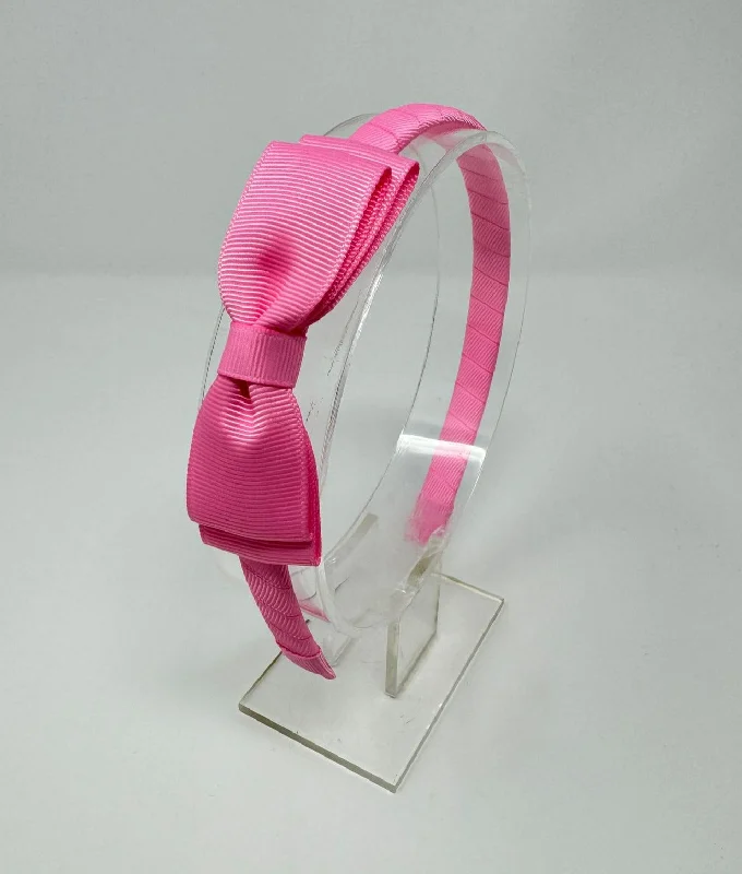 3 Inch Flat Bow Alice Band - Geranium Pink