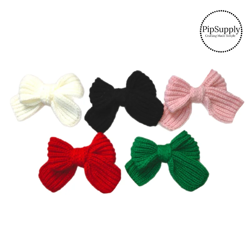 Soft Crocheted Holiday Tied Hair Bows w/Clip