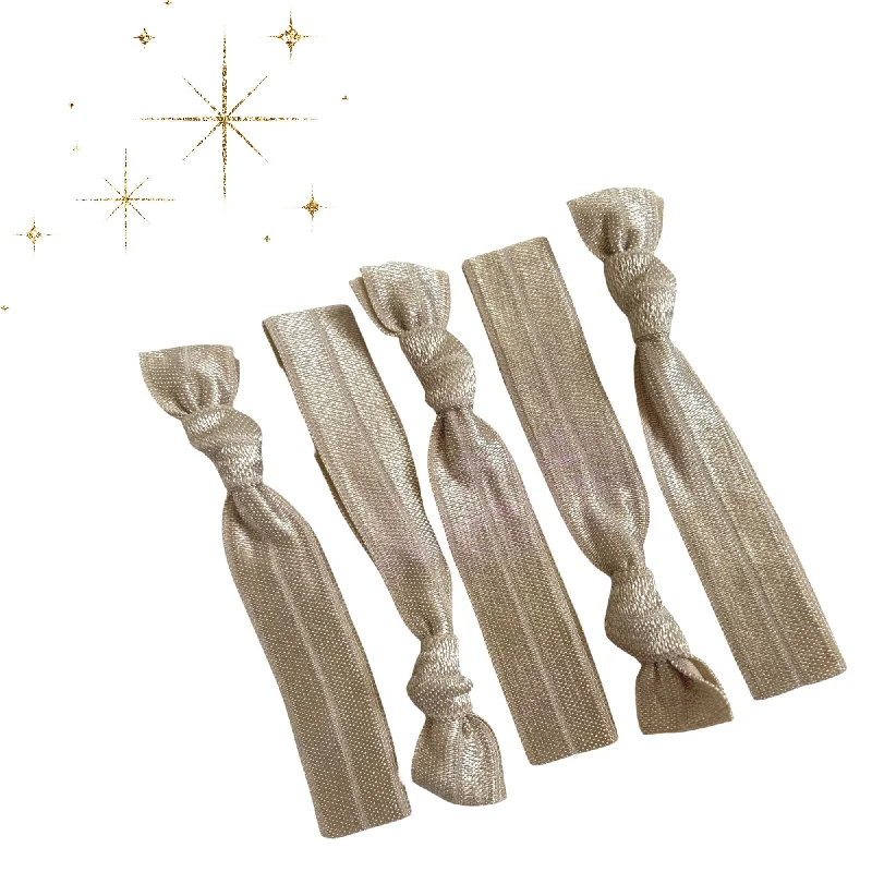 Taupe Ribbon Hair Ties - 5 Pack