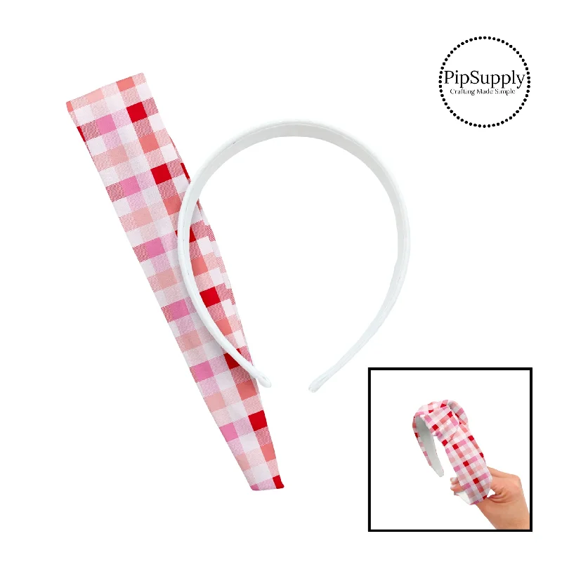 Soft Valentine's Gingham DIY Knotted Headband Kit