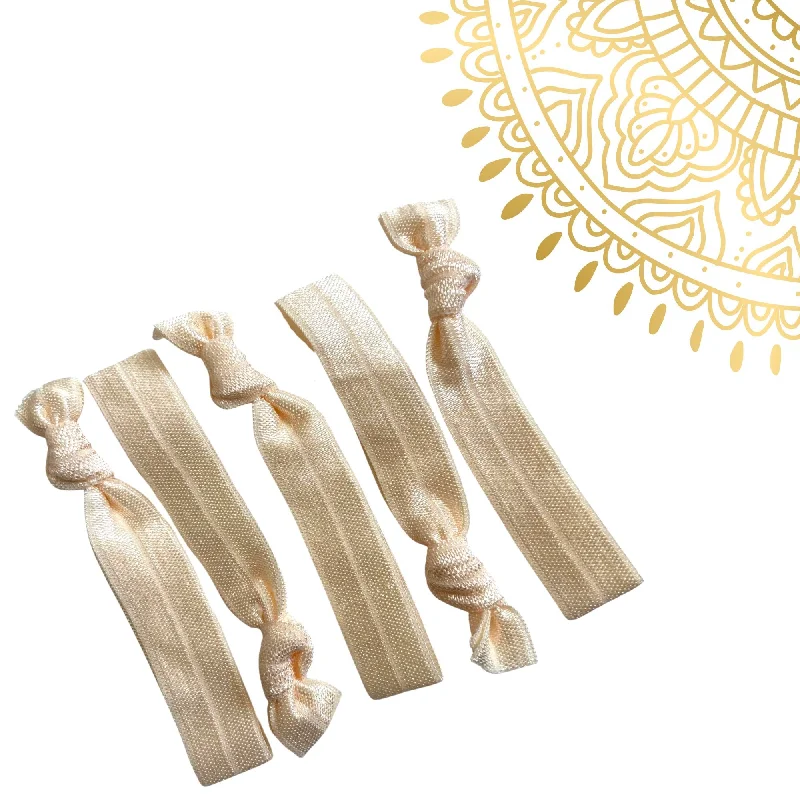 Cream Ribbon Hair Ties - 5 Pack