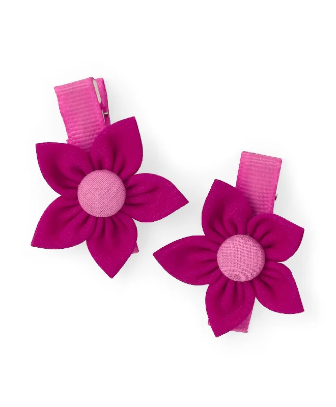 Flower Alligator Clip Set - Light Pink & Dark Pink