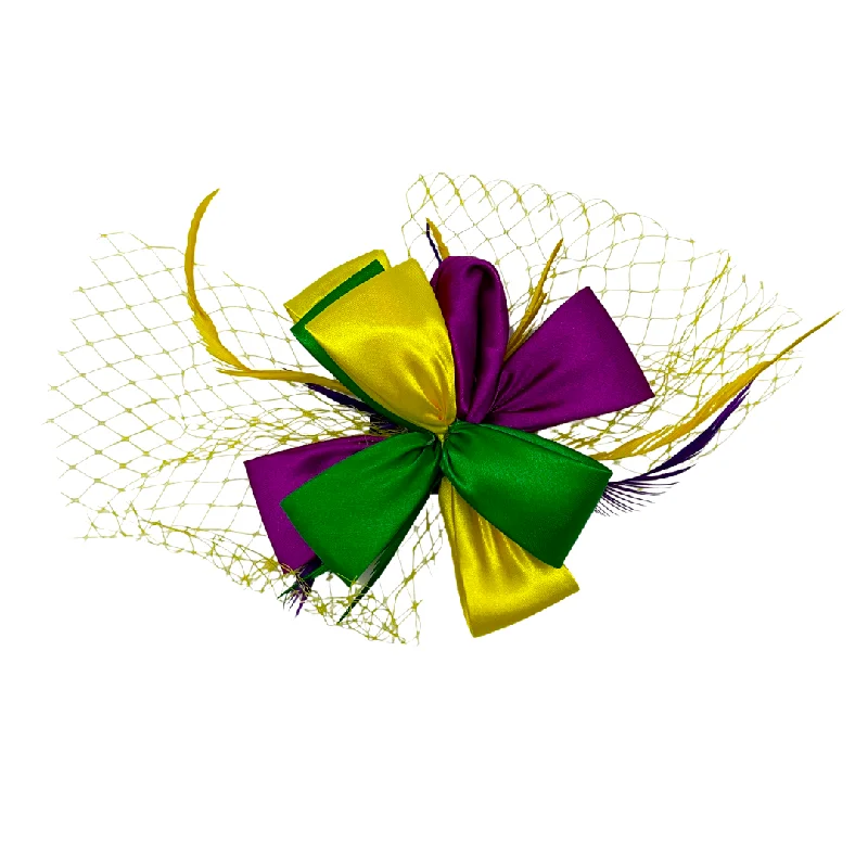 Purple, Green, and Gold Ribbon and Feather Headband (Each)