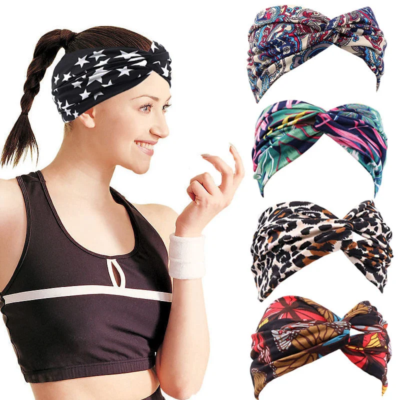 Wholesale Fabric Boho Style New Elastic Cross Sport Headband