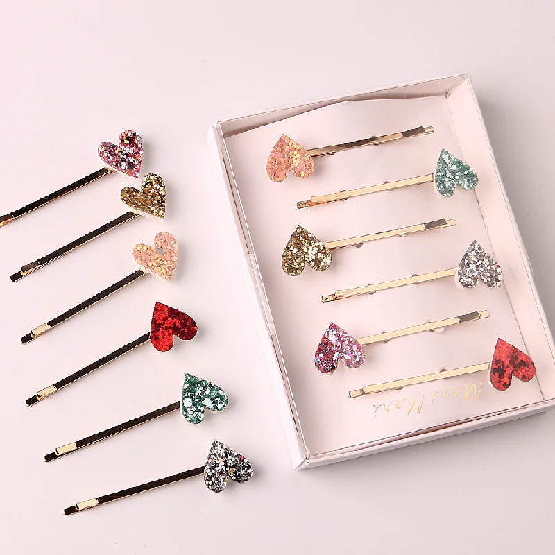 Wholesale Heart Alloy Hair Clips Set of 6