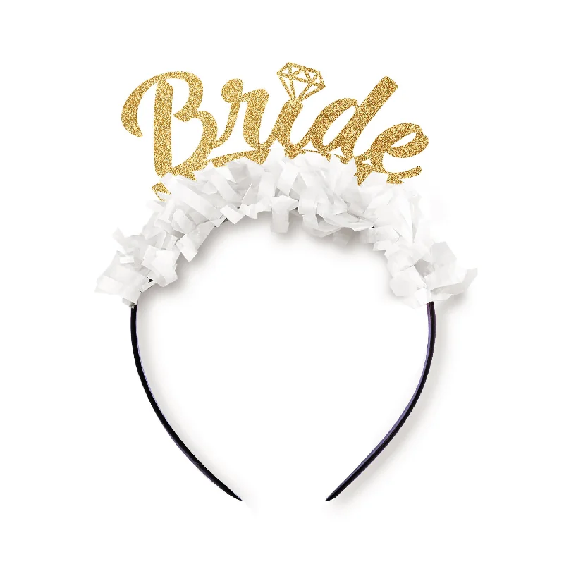 White & Gold Bride Headband