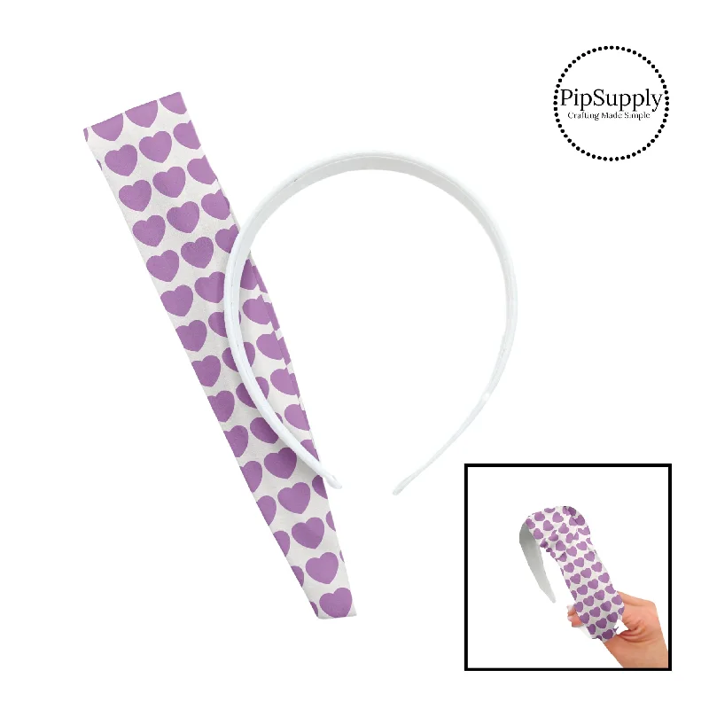 Purple Hearts on Cream DIY Knotted Headband Kit